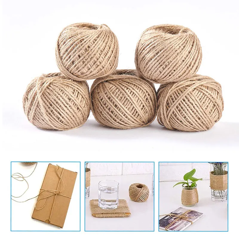 50/100Meters Jute Rope Roll Natural Vintage Christmas Gift Wrapping Cord Wedding Home Decoration Birthday Party DIY Crafts