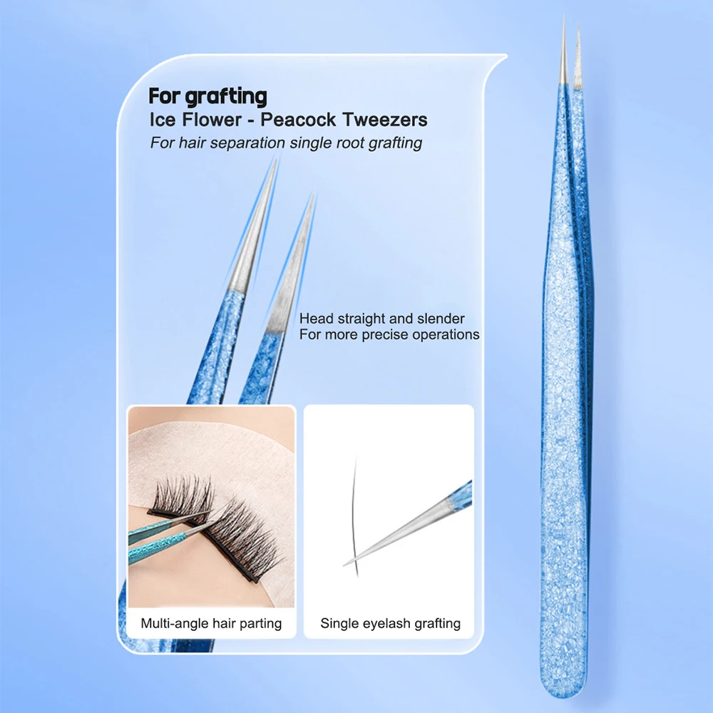 2023 Eyelash Tweezers Ice Flower Anti-static 3D Accurate Professional Eyebrows Lash Extension Supplies Makeup Tools 100% Closure 5