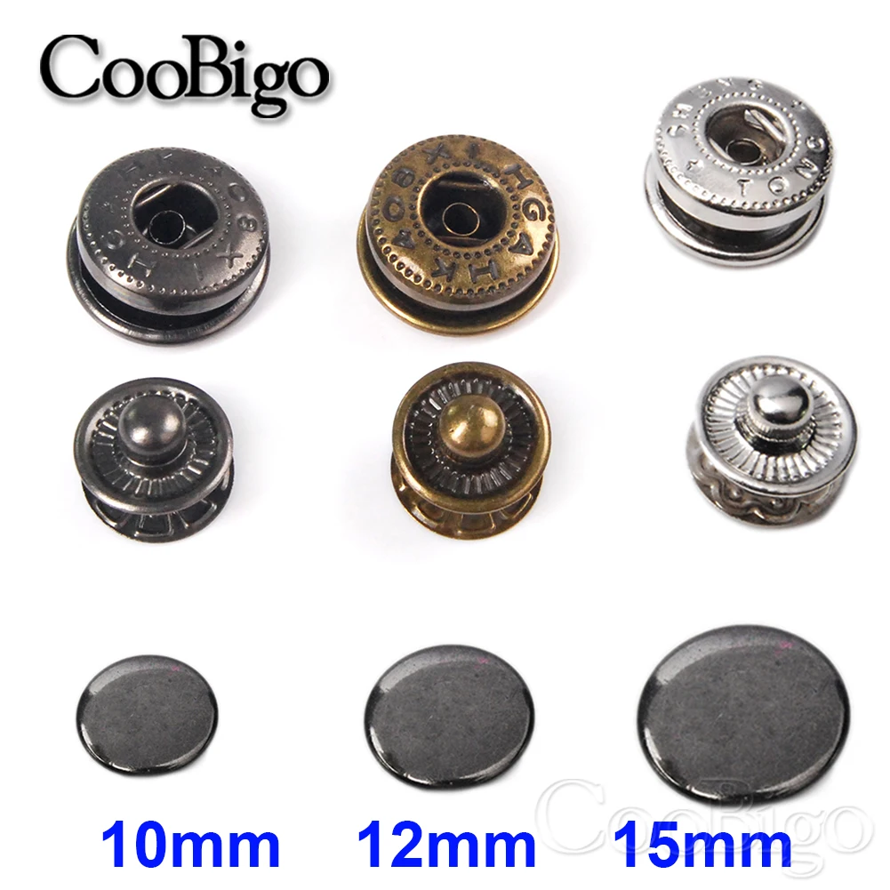 Boutons Pression Métal - Lot De 12 Sets Avec Outils - 15mm, Bronze - Pour Cuir, Vêtements, Sacs