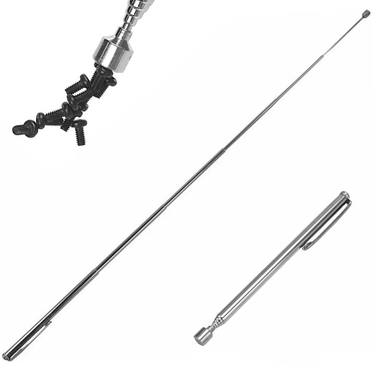 Adjustable Telescoping Magnetic Grabber Tool with Pocket Clip