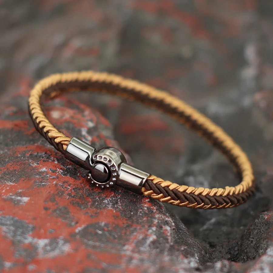 Handmade Ethnic Rope Bracelet with Magnet Buckle for Men and Women