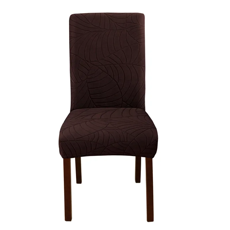 Leaf Jacquard Stretch Chair Cover - Removable, Solid Color Seat Protector for Dining and Banquet Seating