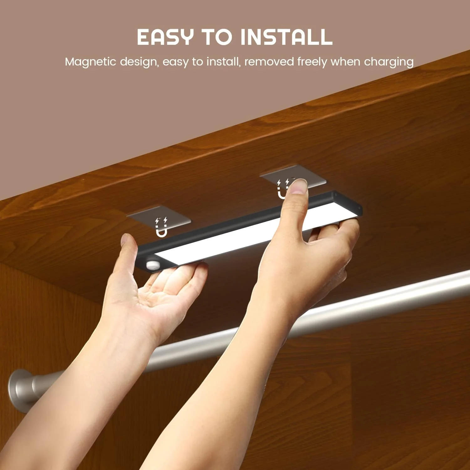 3 Color Temperatures Dimmable Rechargeable Battery Operated Motion Sensor Light Indoor, Wireless Under Counter Light for Kitchen