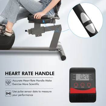 Recumbent Exercise Bike for Home Stationary Bike Sturdy Quiet 8 Levels Recumbent Bikes Large Comfortable Seat Heart Rate Handle 4