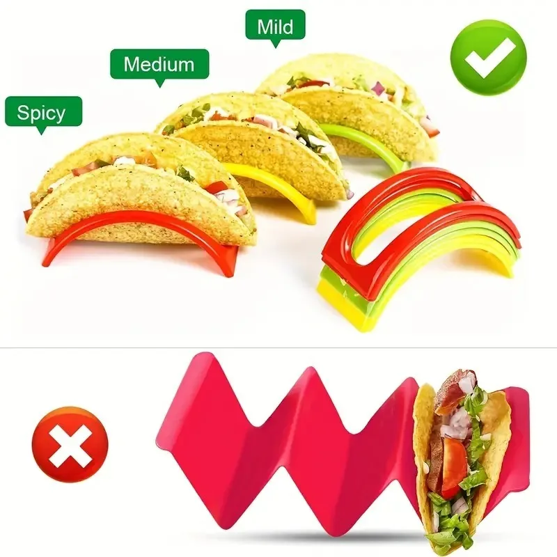 Colorful Taco Holders Set of 3 Dishwasher Safe Ideal for Tacos Hot Dogs and More Perfect for Home BBQ and Parties  Supplies