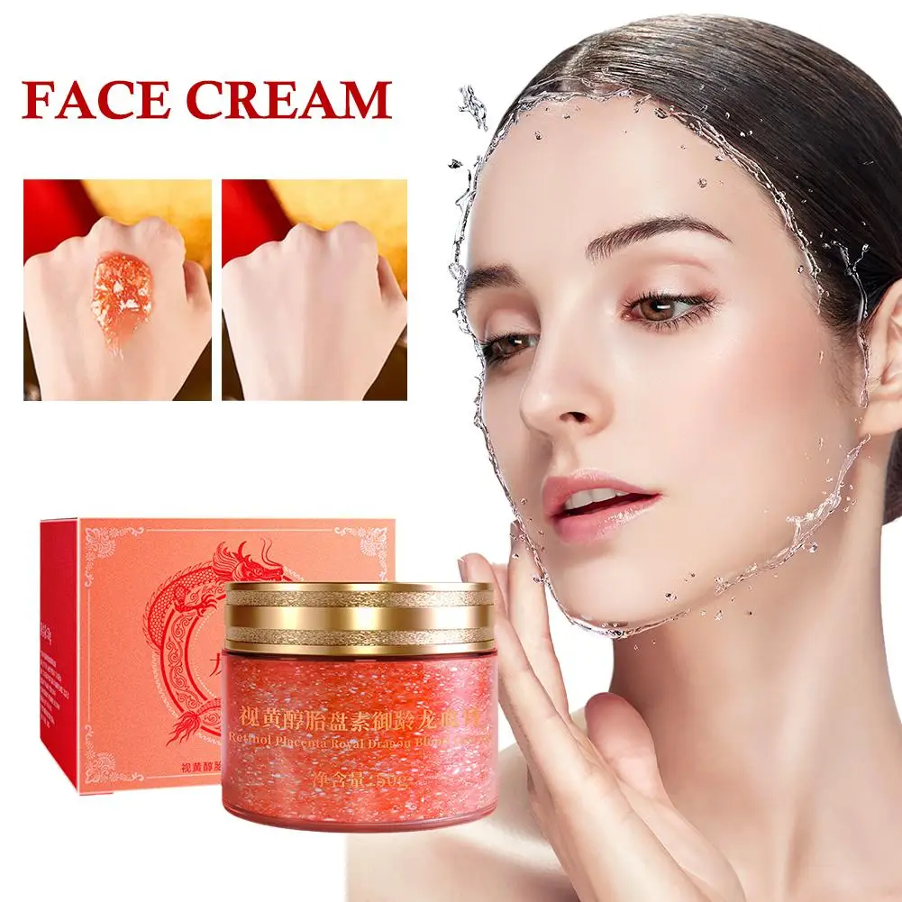 

50g Dragon Blood Paste Retinol Placenta Cream Face Lines Brighten Fade Refine Anti Pores Cream Moisturizing Fine Whitening D3I4