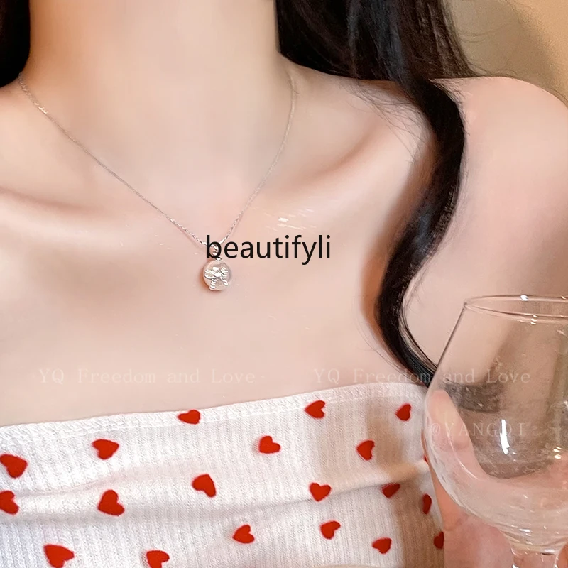 Bow Pearl Fine Necklace Women's Light Luxury Temperament Clavicle Chain Summer White Delicate Necklace Accessories