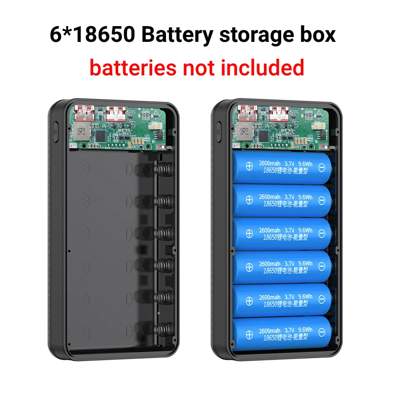 Scatola per batterie Power Bank 18650, custodie per batterie 18650, design facile da trasportare per il lavoro quotidiano, custodia per batterie Power Bank 10W 6x18650. - immagine 3