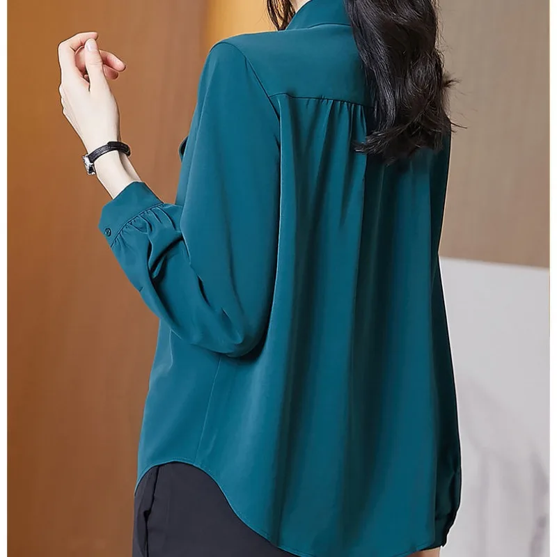 Solid Color Shirt Women Long Sleeve 2023 Spring Autumn Shellort  Blouse Clothes New Undershirt Versatile Fashion Tops Shirts