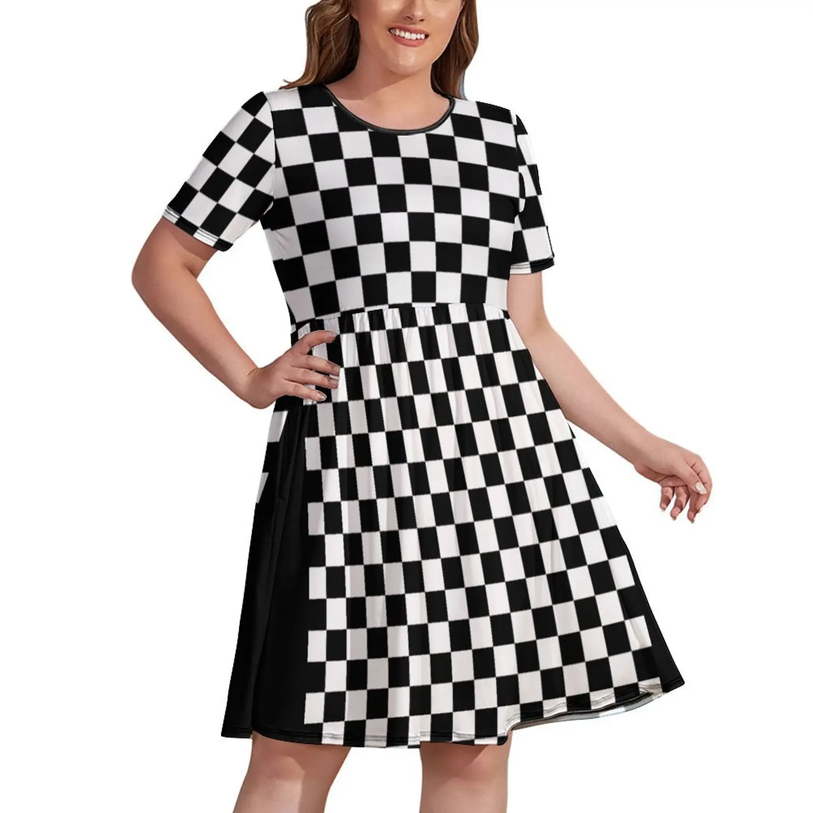 

Black and White Checkerboard Dress long dress women Dress vintage Women's summer long