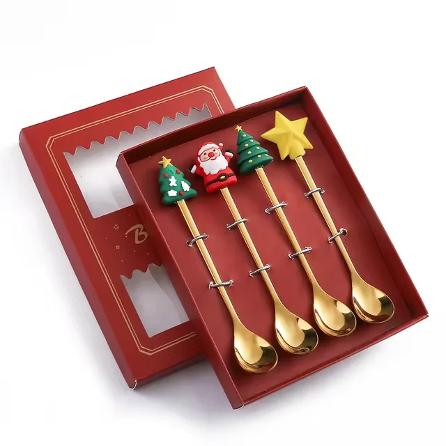 thumbnail image 1 of Christmas Gift Stainless Steel Spoon Fork Set Elk Christmas Tree Decoration Dessert Spoon Fruit Fork Coffee Spoon Tableware Set, 1 of 4