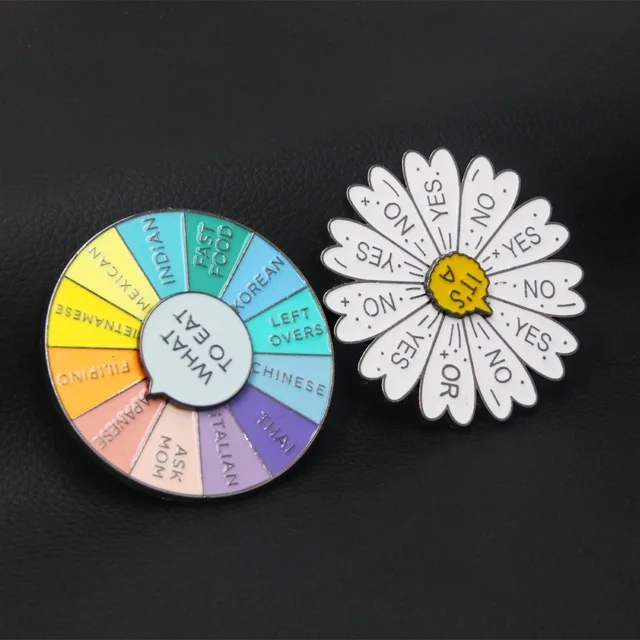 What To Eat Spinning Sliding Moving Enamel Pins Brooch: A Fun and Fashionable Decision-Making Accessory
