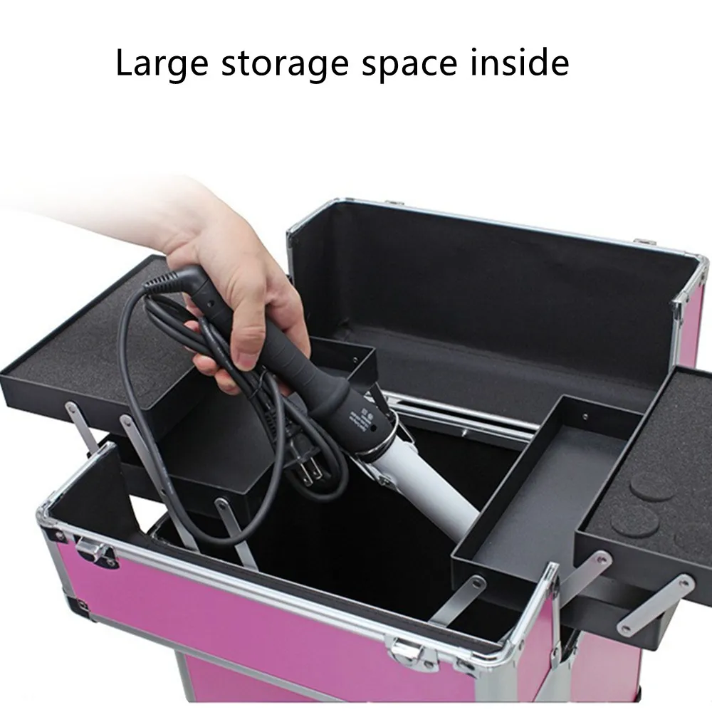 Baggage High Quality Large Suitcase Travel Trolley Case Cosmetic Box Makeup Storage Tool Hair Beauty Toolbox Luggage Bags Wheels