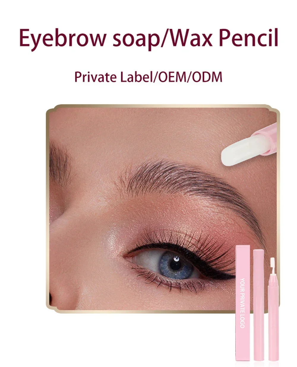 Private Label Eyebrow Styling Soap Pen Custom Bulk Brow Long Lasting White Pink Tube Waterproof Long-lasting Makeup Beauty 6