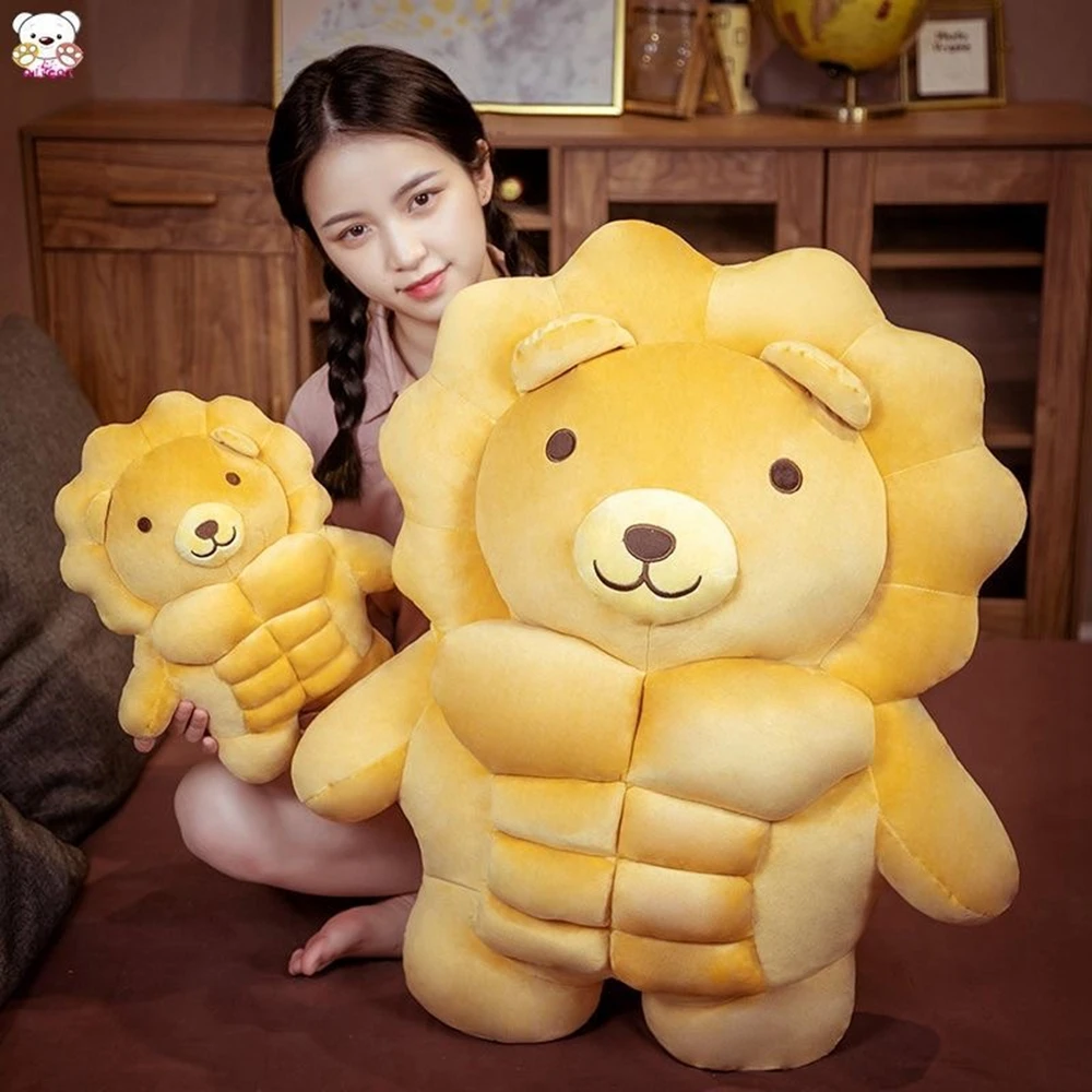 어린이 명절 선물용 재미있는 봉제 장난감 쿠션, 재미있는 장식, 3 개의 근육 포옹 베개, 사자 곰 돼지 창의적, 30cm