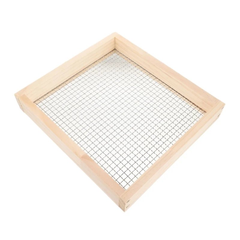 

Y1UU Wood Garden Sand Sieve Filter for Compost Soil Stone Mesh Square Sand Sifter