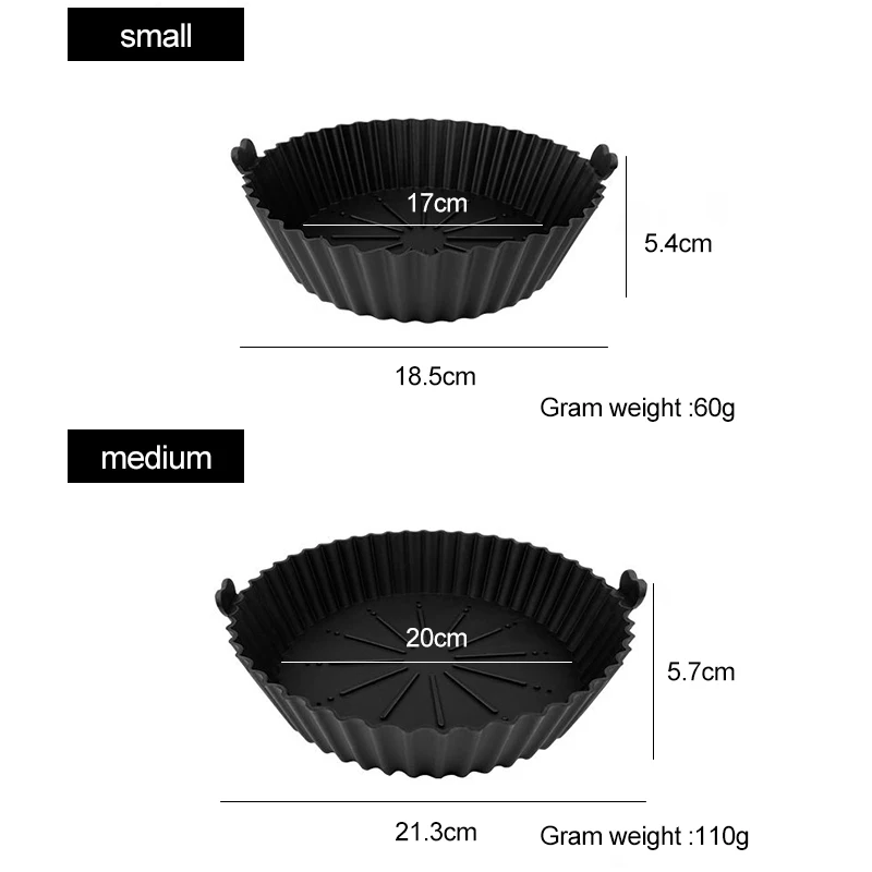 Silicone Baking Tray 17/20cm Air Fryer Food Grade Reusable Non-Stick Round Baking Microwave Pads Airfryer Pan Liner
