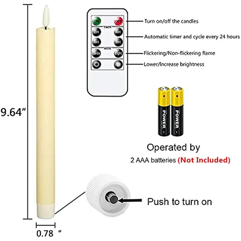 24 Stück LED Kerzen – Batteriebetrieben, Flackernd, 6,5 Zoll Hoch, Flammenlos & Sicher Für Weihnachten, Hochzeit, Deko