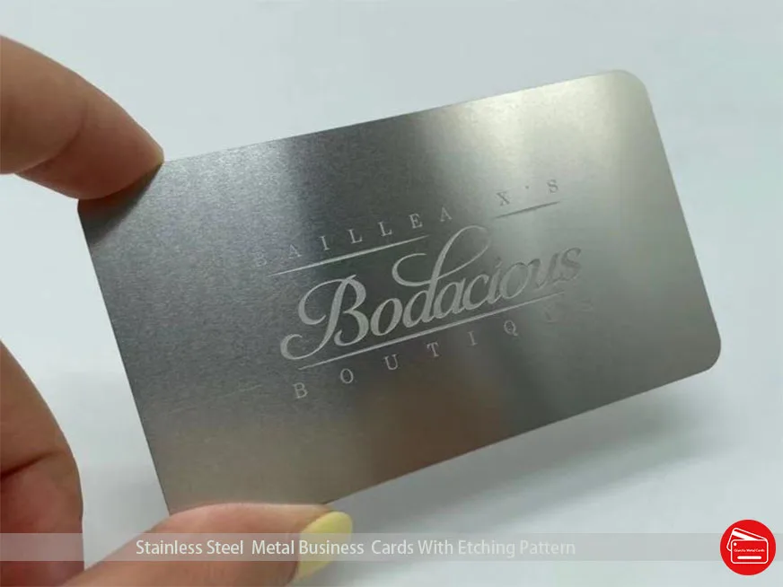 Stainless Steel Metal Business Card Printing Cut Out Logo Chmenical Etching Letters stainless steel buisness cards etched cutting out factory direct supply filling ink printing color qr code custom logo shape