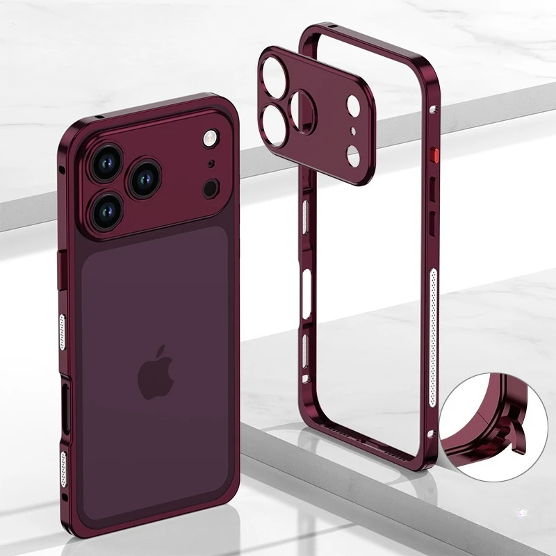 Premium Metal Alloy Shockproof Phone Case with Silicone Lining and Lens Protection