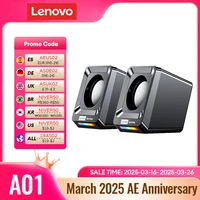 Lenovo A01 Computer Speakers Sound Box Wireless Bluetooth Surround Heavy Bass Loudspeaker Mini Portable with LED Light Subwoofer 1