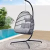 Egg Chair Luxury Outdoor Patio Wicker Hanging with Water Resistant Cushions for Patio Backyard Balcony,Swing Egg Chair 5