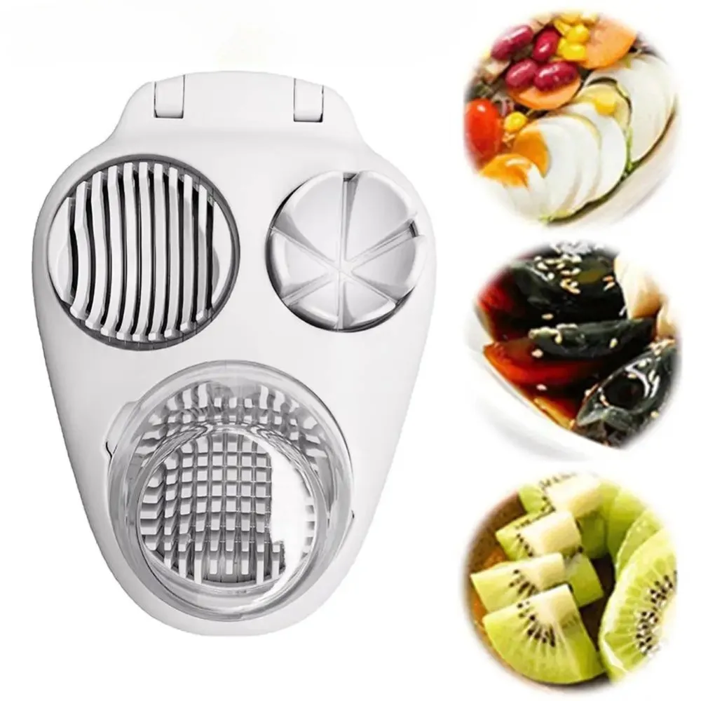 Stainless Steel 3-in-1 Egg Slicer for Hard-Boiled Eggs Multifunctional Food Processor Kitchen Chopping Tool