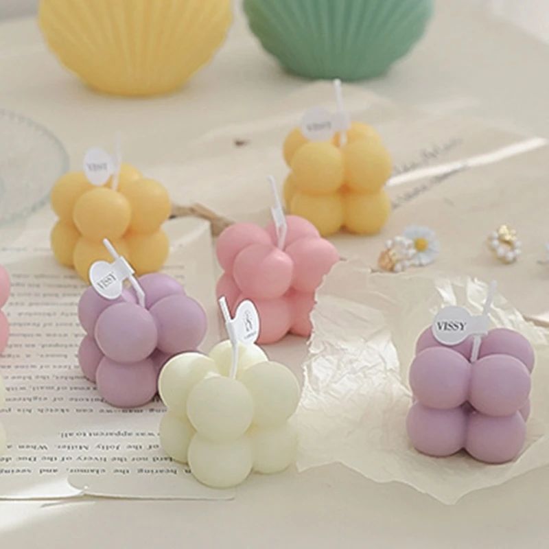 Small Scented Mini Cube Bubble Shaped Wax Candles for Home Bedroom Wedding Festival Party Decoration