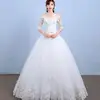Maria Novia Half Sleeve Belt Wedding Dresses Off The Shoulder Lace Boat Neck Bride Dress Ball Gown Robe De Mariee Customized 3