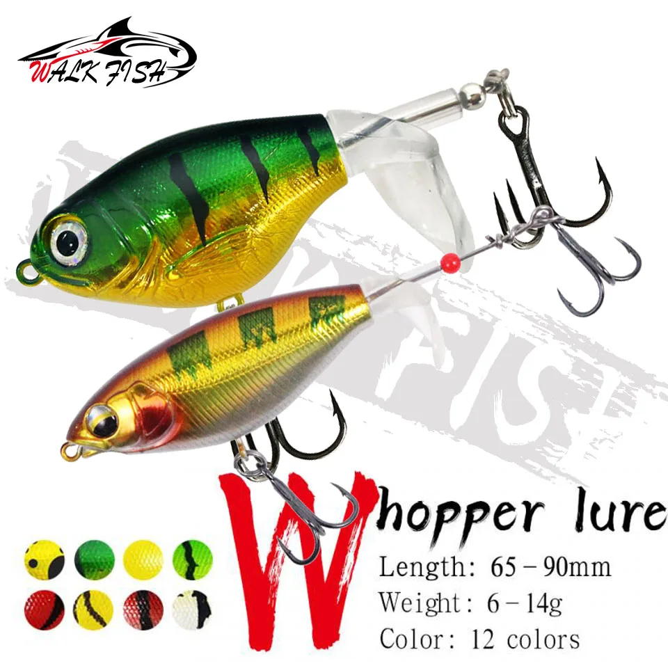 

WALK FISH 1PCS New Topwater Fishing Lure 6g/10g/14g Whopper Popper Wobbler Artificial Hard Bait Bass Plopper Soft Rotating Tail