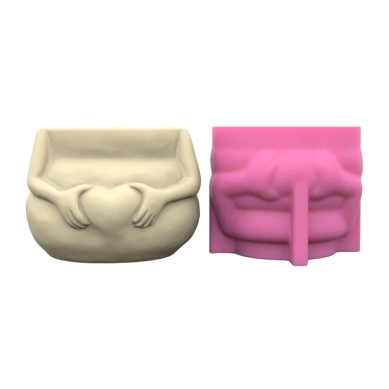 

E0BF 3D DIY форма для цветочных горшков силиконовая форма для бетона сердце живот ваза формы для сада