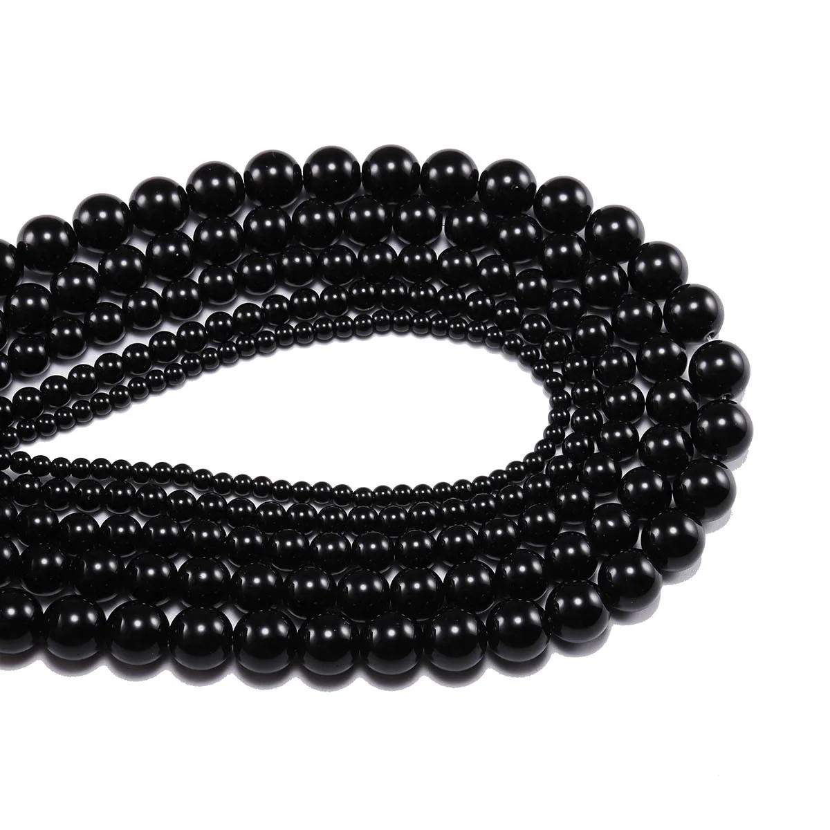 Glatte schwarze Achate Naturstein perlen für Schmuck herstellung runde Onyx lose Perlen 6 8 10 12mm DIY Armband Halskette 15 Zoll