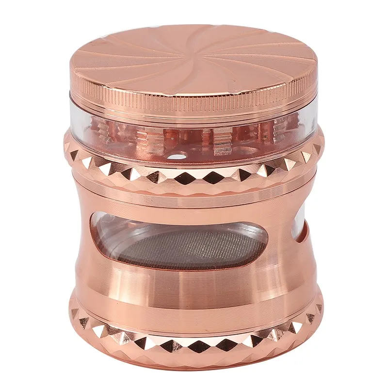 

1PC Randomly Transparent Zinc Alloy Smoking Herb Cutter 4-layer 65mm Cigarette Accessories Herb Grinder Manual Hand