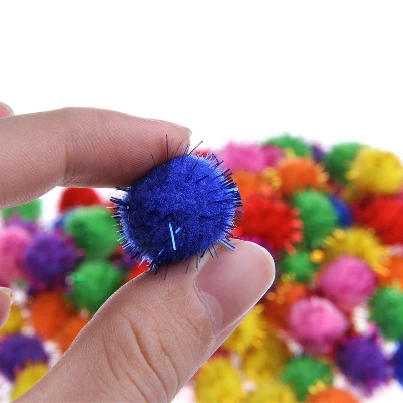 

100Pcs Colorful Mini Glitter Tinsel Balls Small Pom Ball For Cat DropShipping