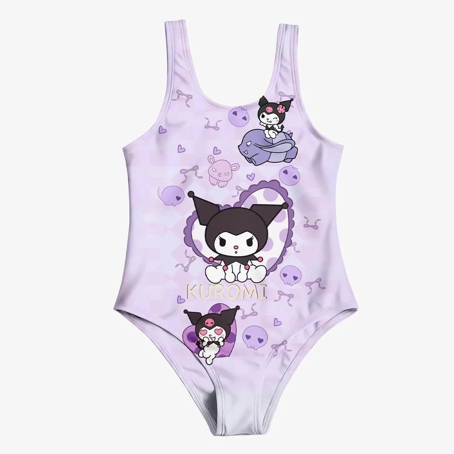 Summer New 3d Printed One-Piece Swimsuit Cute Kuromi Women's Adult Sleeveless Swimsuit Girls Fashion Breathable Swimsuit Miniso 2