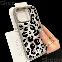 Leopard Print Clear Phone Case with Matte Magnetic Wireless Charging Cover - S23 Plus (Light Gray - YYDSX305)