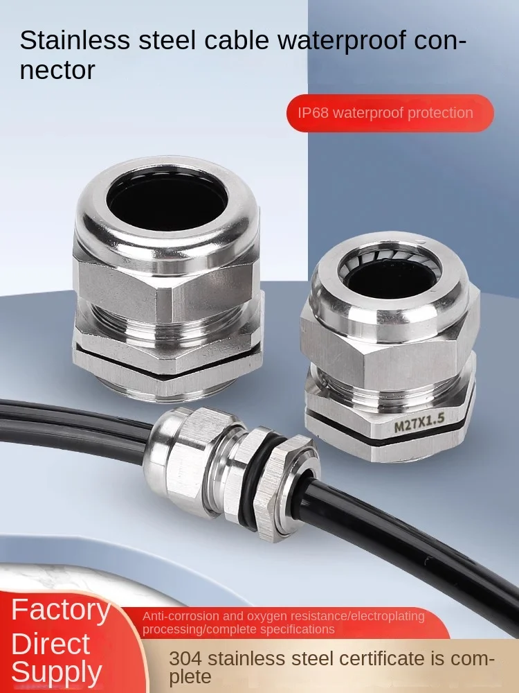 1Pcs Waterproof Cable Gland 304 Stainless Steel Glands IP68 PG7 PG9 M12 M16 Metal Joint PG13.5 M20*1.5 Cable Fixing Seal Joint electrical connector cable gland