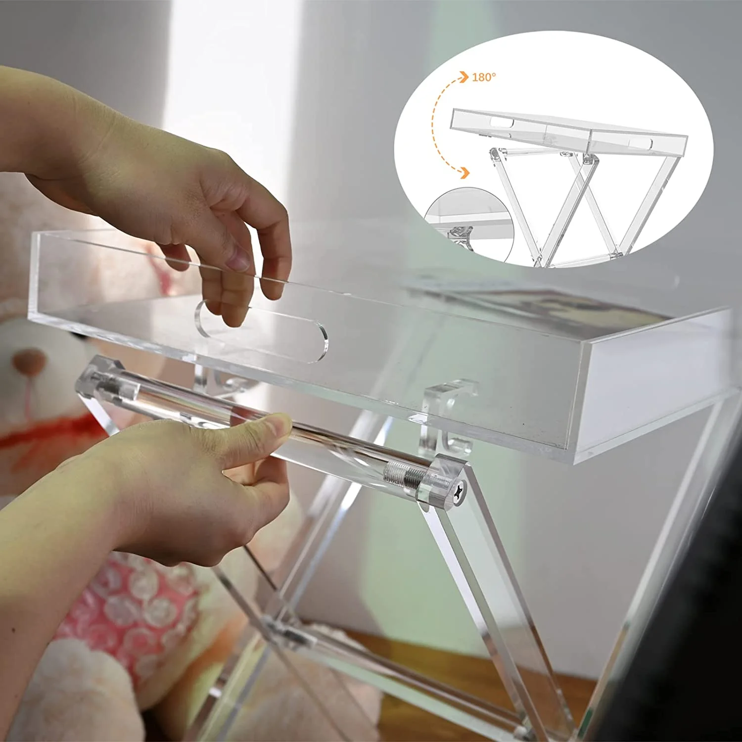 Bespoke clear Acrylic Tea Coffee Folding Tray Table for Home Decor Lucite Side Table Sofa End
