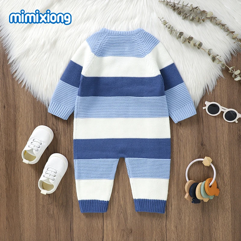  여아 롬퍼, 가을 크루 넥, 긴팔 니트,  남아 점프수트, 원피스 겨울  유니섹스 플레이수트, 0-18m 착용