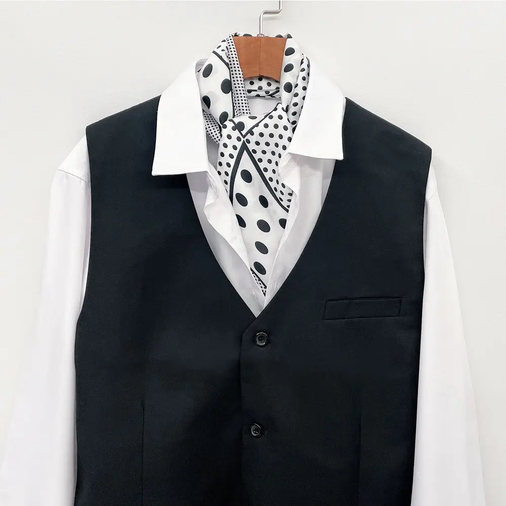 Men's Long Small Silk Scarves with Suits Spring Autumn New Fashionable Versatile Decorative Korean Version Thin  Narrow Scarves - 3