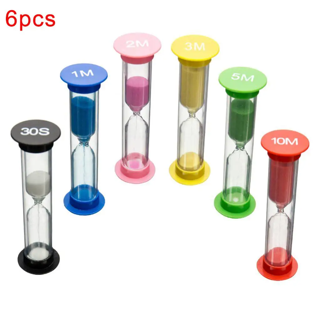 6Pcs Kid 1/2/3/5/10 Minutea Children Hourglass Kids Shower Tooth Brushing Timer Sandglass Game Sand Clock Timers Sand Timer 3