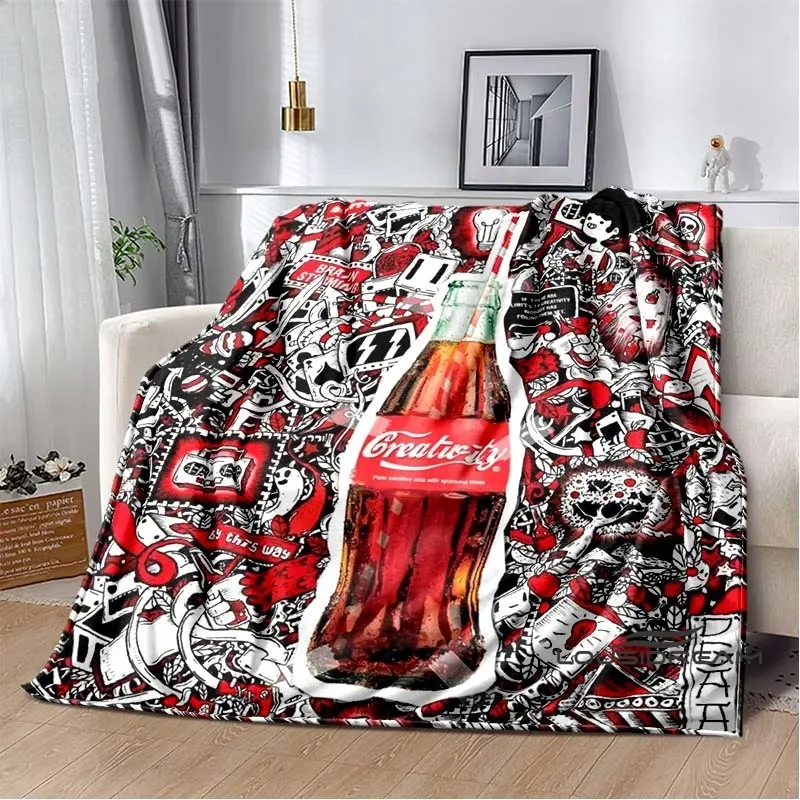 Fashion Coca-Cola Throws Blanket Soft and Comfortable Gift Sofa Blanket for Adults and Children Bedroom Living Room Decor