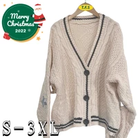 Women Slight Strech  Loose Fit Star Embroidery Trend Tay V-neck Lor Cardigan Fashion Warm Swif T Sweater 2022 Cardigan Mujer - Image 3