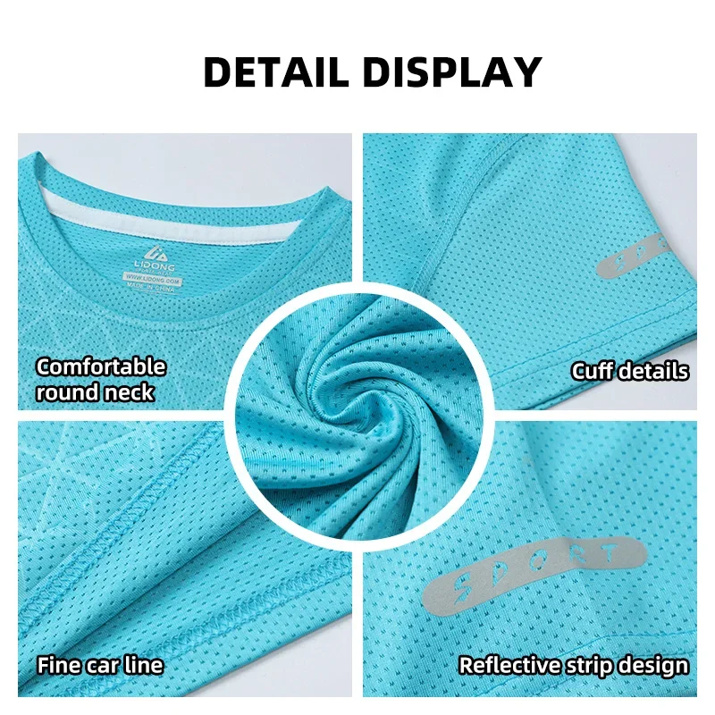 얼음 실크 빠른 건조 티셔츠 정장 남자 짧은 소매 러닝 운동복 반바지 피트니스 의류 Tracksuit 체육관 스포츠 훈련 세트
