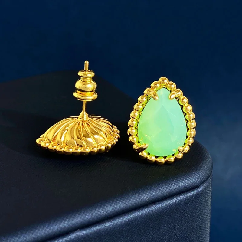 

Donia Jewelry Fashion Drop-Shaped Titanium Steel Micro-Inlaid AAA Color Zircon Silver Needle Luxury Earrings