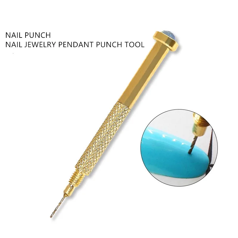 

1 Pc Nail Art Hand Dangle Drill Hole Maker Dotting Pen Piercing Professional Manicure Gold Color Nail Art Accessories Supplies