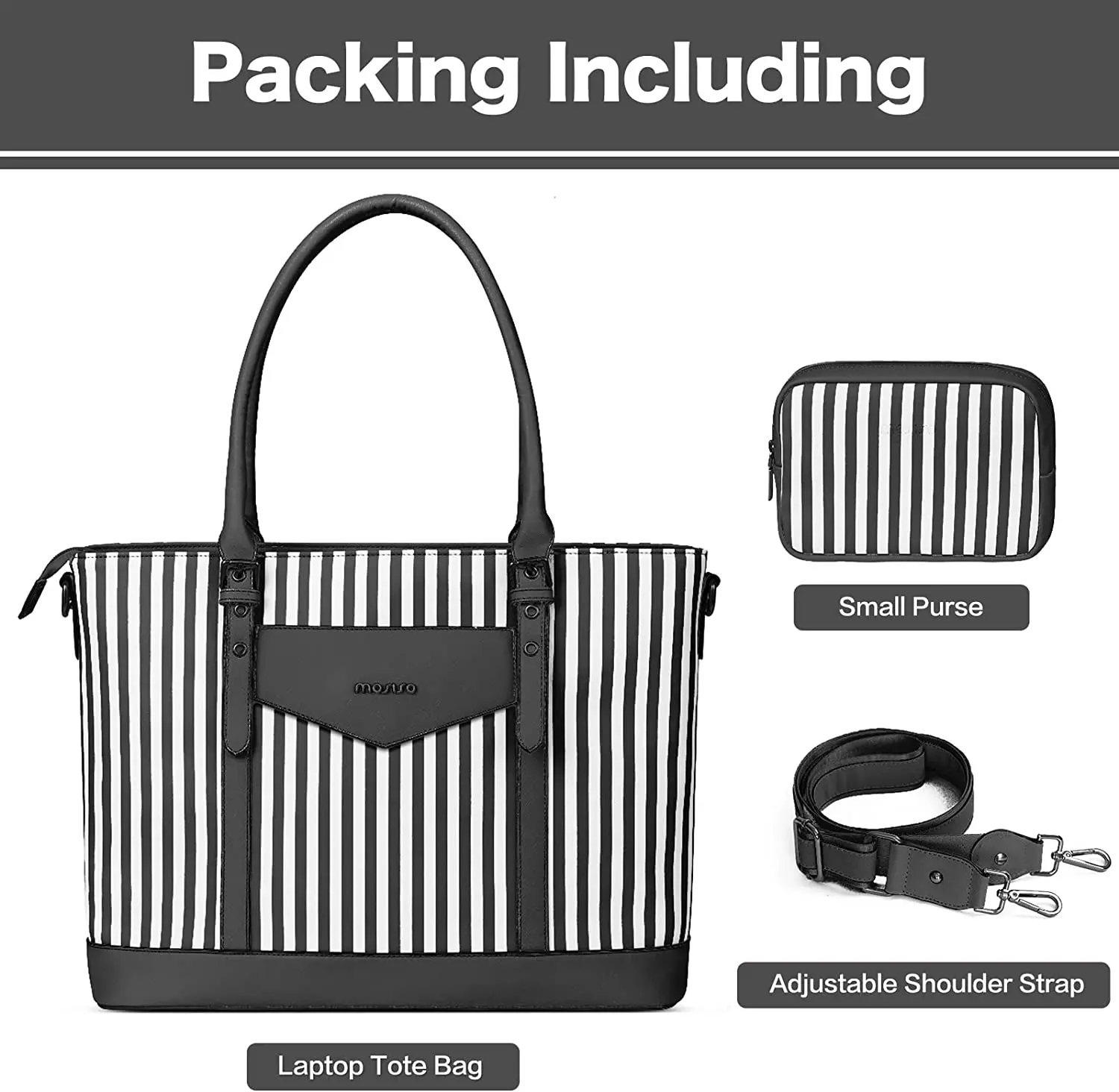 Mosiso-bolsala para Laptop para Mulheres Impermeável Couro pu Bolsas do Mensageiro Viagem Negócios Notebook Bolsas de Ombro 15 16 17.3 - Imagem 4