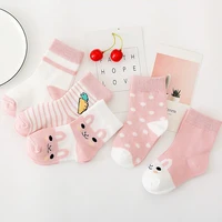 5 Pairs/Lot Kids Soft Cotton Socks Boy Girl Baby Infant Fashion Stripe Warm For Autumn Winter 0-6 Years Children Cartoon Sock 2