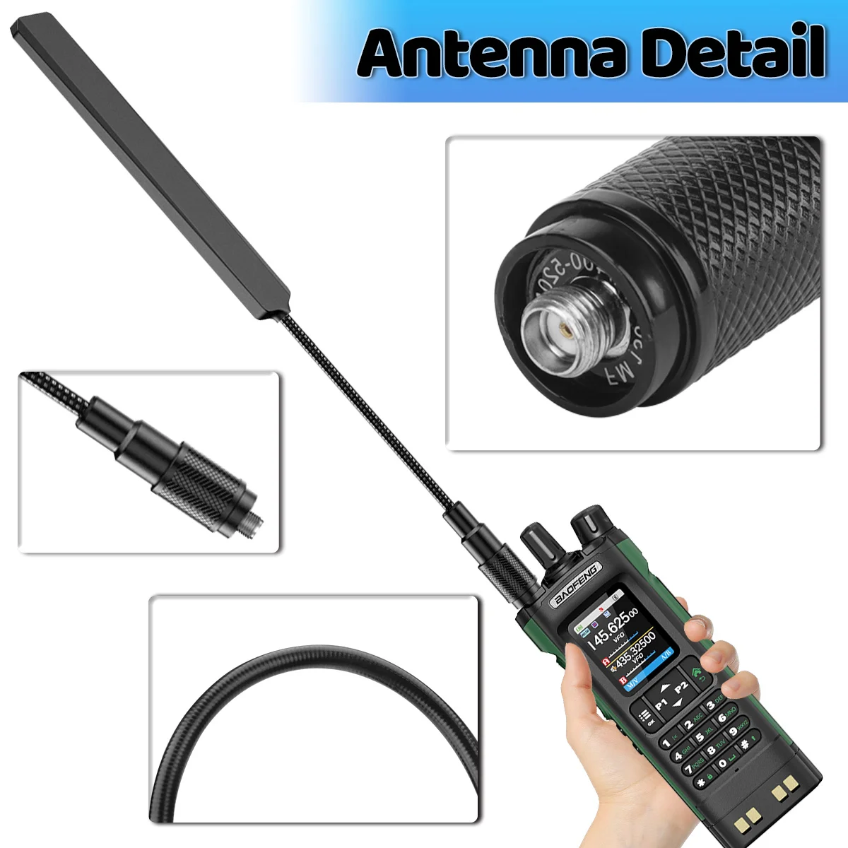 ABBREE AR-188 V2 구즈넥 전술 안테나 SMA-여성형 VHF UHF (바오펑 UV-5R UV-5R MINI UV-5RH UV-21 PRO UV-32 무전기용)
