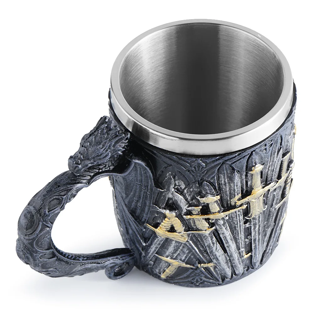 Nordic Viking Sword Beer Mug Flying Dragon Handle Mug Viking Ornament